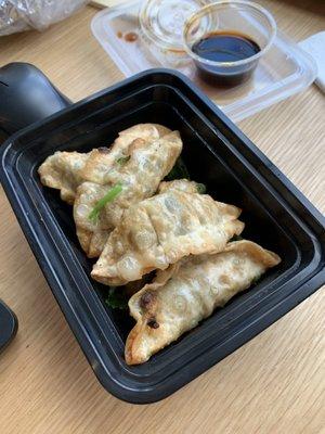 Fried pork and chive dumplings ($3)