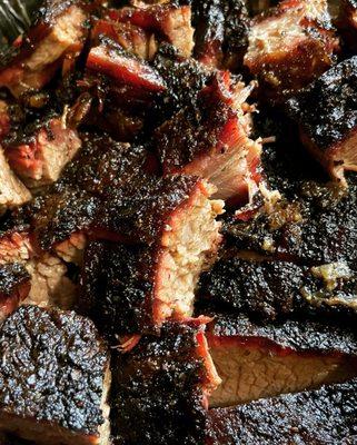 Brisket
 Burnt Ends and Sliced.