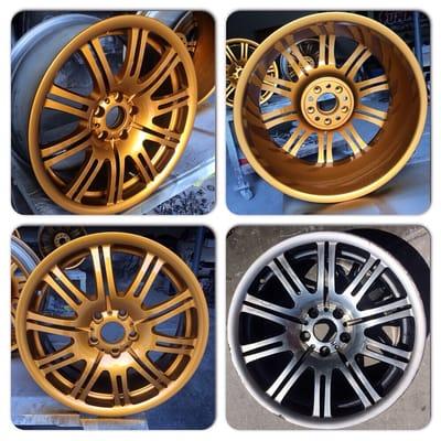 Gold paint on some BMW M3 wheels.