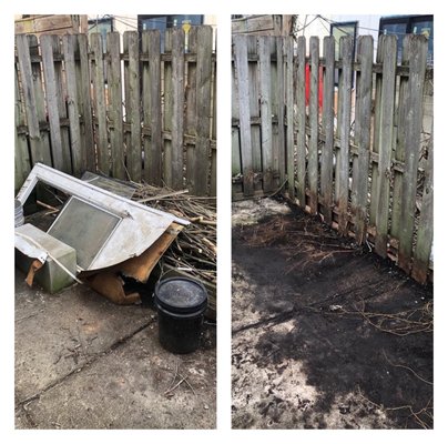 Residential backyard clean-out. Before & After, In & Out