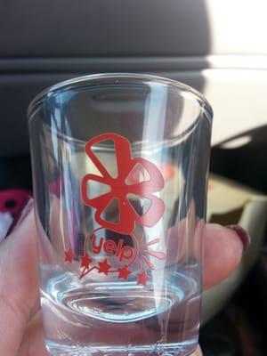 This day was great for my husband he collects shot glasses &yelp badges great check I n