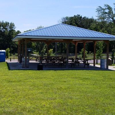 Shelter and picnic tables (port-o-lets too!)