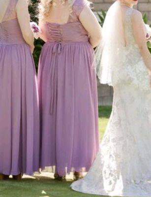 Altered Bridesmaid's Dress - Used hem material to make custom lace up back