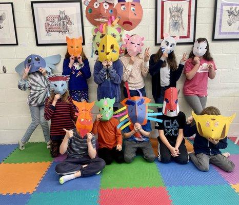 The Homeschool Class created paper sculpture masks.