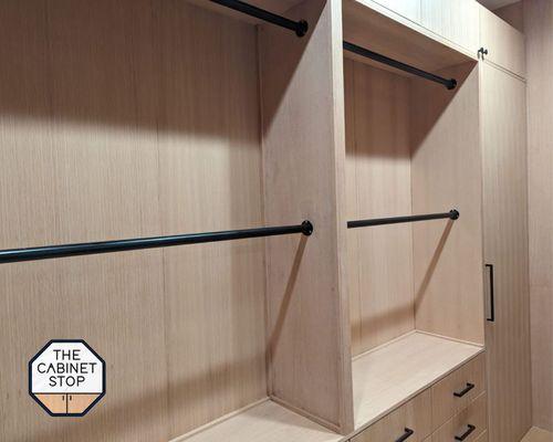 Custom Walk In Closet #blackhardware #flatpanel #cabinetry #apogee