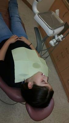 Daughter getting her fillings and cleaning.