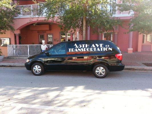 Van of 5th ave transportation holds 6 people with luggage.