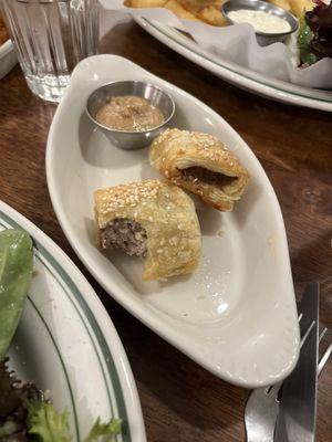 Sausage rolls were great starter dish. Delicious!