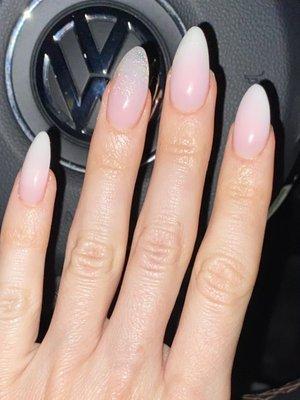 SNS dip powder ombré stiletto manicure $40