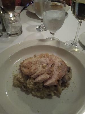 Rosemary chicken with mushroom risotto