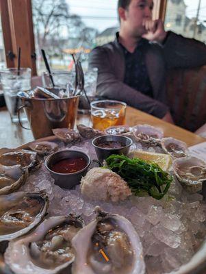 Raw oysters on the half shell