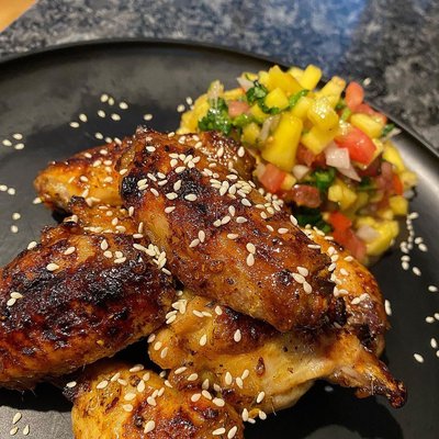 Spicy Chicken Wings with Pineapple Salsa