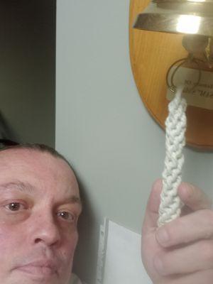 Me ringing the post radiation bell at st. Anne's hospital after 47 radiations this was my 3rd time completing the radiation treatment