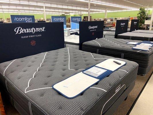 We carry new Beautyrest and Serta mattresses and foundations. We have some in stock or can order exactly what you need.