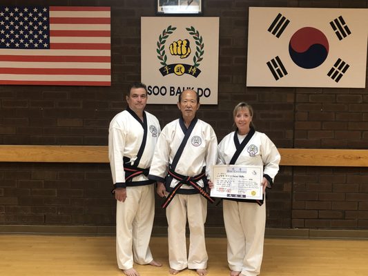 Master Menendez (left) Grandmaster Hwang (middle) and Master Mullin (right)