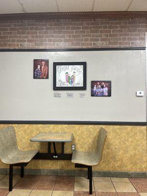 The dining room with family photos