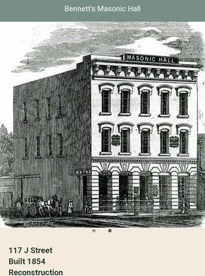 Old lithograph of Bennetts Masonic Hall