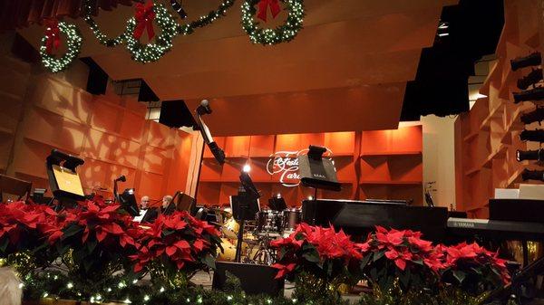 Stage with poinsettias