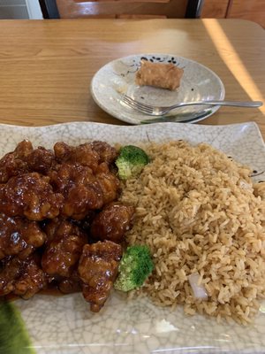 General Tso Chicken & Rice dinner combo.