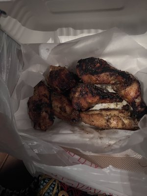 Burnt grilled wings.