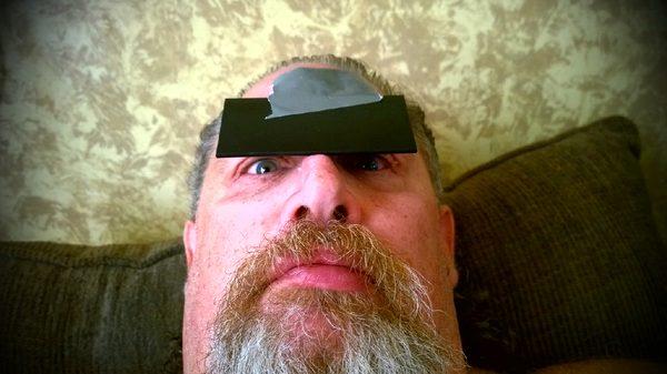 Solar Eclipse can't find them glasses. Hooked up #14 welding glass and duct tape will do