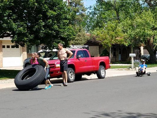 Training with odd objects like tires help us develop real world strength. And it's a ton of fun!