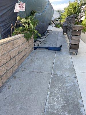 They left a tripping hazard..Walkway to a back alley, people walk through here all the time