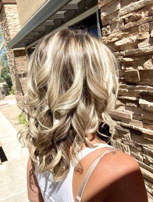 Highlights, lowlights and gorgeous blow out/curls!