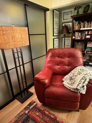 The cozy client chair -- you won't want to leave