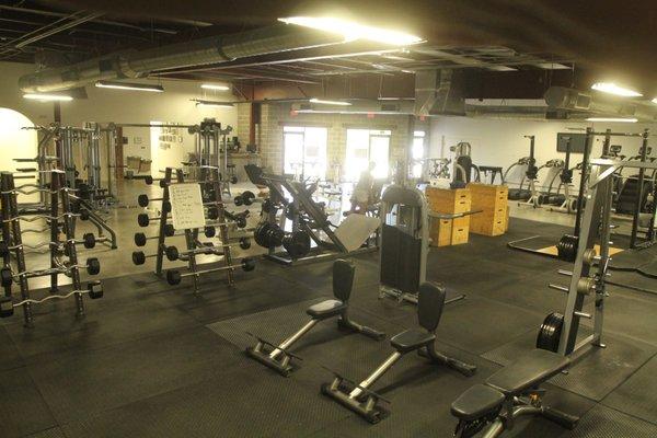 7,500 sq ft gym with locker rooms and shower.  Top quality equipment.