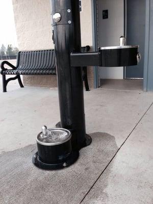 Pets and their people water fountains located in front of restrooms NW corner (4.20.14)