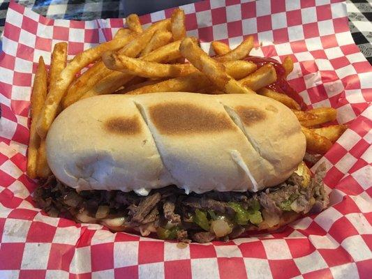 Philly Cheesteak and fries