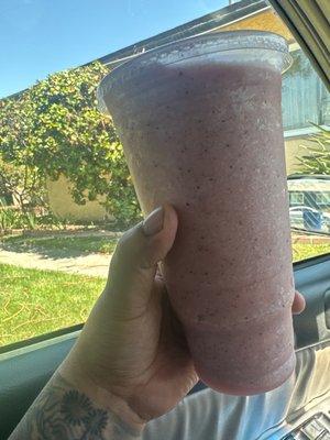 All fruit Strawberry and Blueberry smoothie.