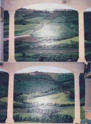 Mural..in two parts...Tuscan landscape, in a Home , Fallbrook, Ca.