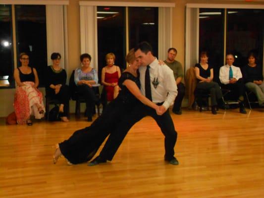 Ann & instructor Landon Argentine Tango Spotlight in studio