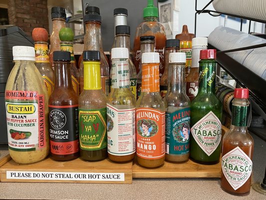 Quite the selection of hot sauces!