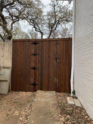 Stained wood gate