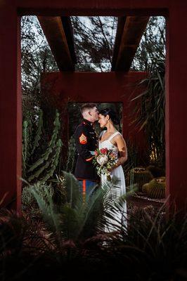 Wedding photography taken at the Botanical Gardens in Phoenix, AZ.