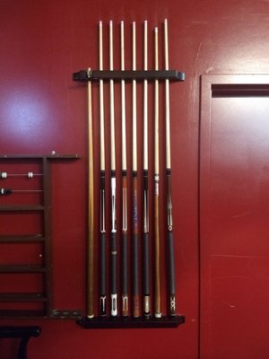 Pool cues in the social area