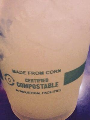 Plastic cups are made from corn and compostable!