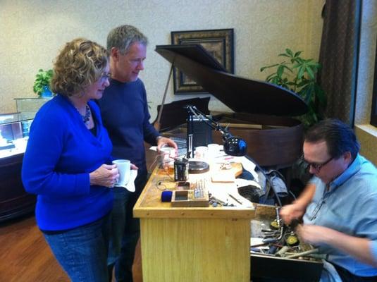 Our semi-annual remount events brings our shop right onto the sales floor for customers to watch their gemstones be remounted...