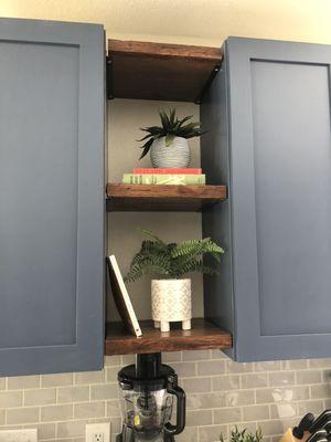 Custom wood shelves.