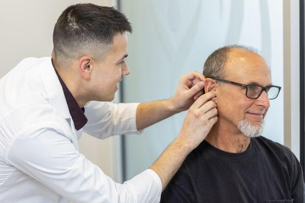 Hearing aid fitting at Live Better Hearing + Balance