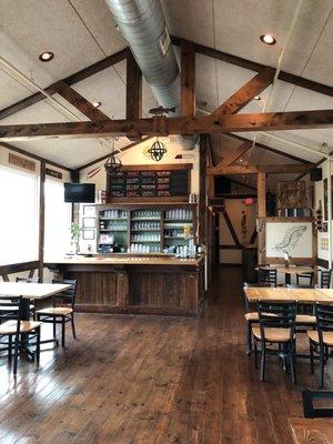 The bar and seating area upstairs.