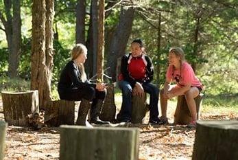 Adolescent students chatting at the Wakefield Estate.