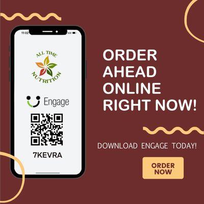 Download engage, enter the code to order online