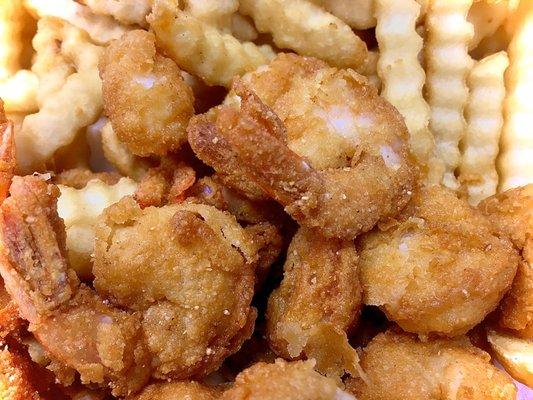 Up close of the fried shrimp