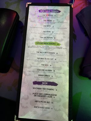 Drink aka Poison Menu 10-1-2023