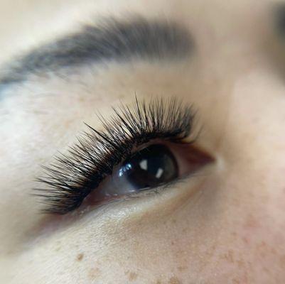 Full set of lash extensions done by Jenna of Foxtrot Studios.