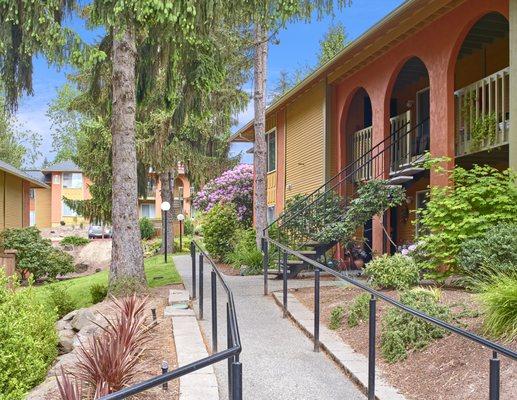 Walkway through apartments